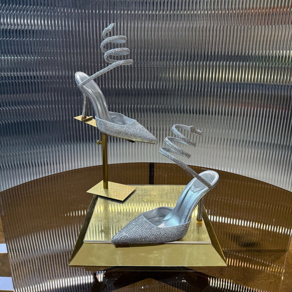 RC 25C Single Sandals Silver Sheepskin Rhinestone 339498