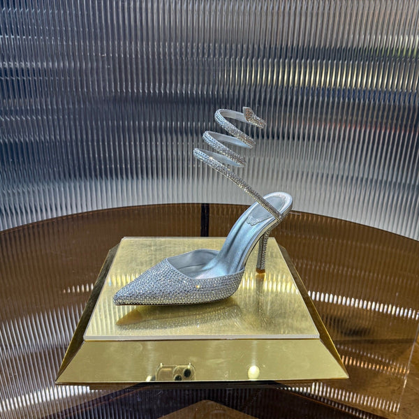 RC 25C Single Sandals Silver Sheepskin Rhinestone 339498