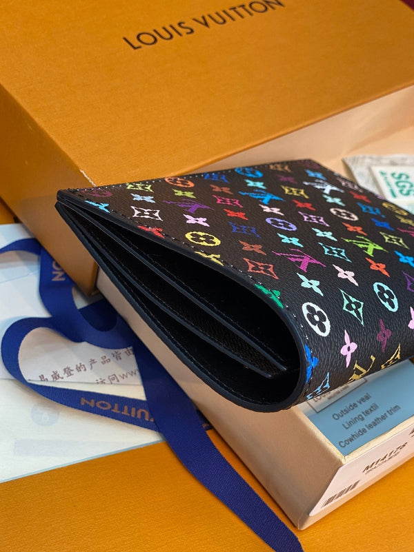 LV x TM Passport Cover Black Multicolor Monogram Canvas