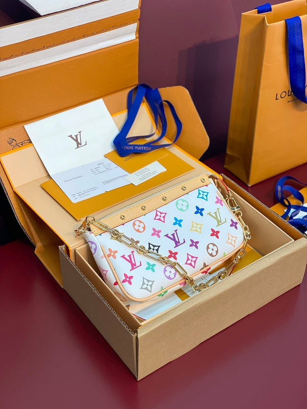 LV x TM Pochette Accessoires 22cm White Muticolor Monogram Canvas