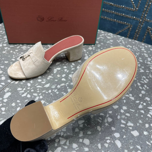 Summer Charms Mules 80 Beige Suede Salmon Lambskin