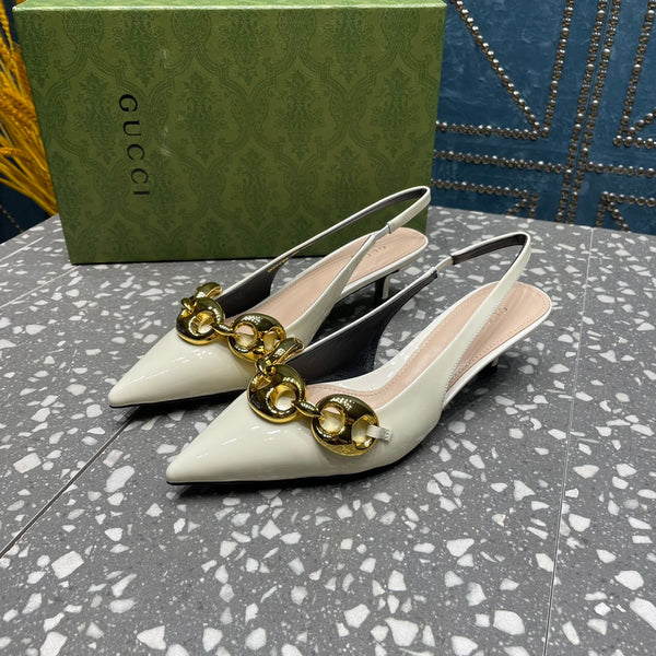 WOMEN'S SLINGBACK 45MM IN WHITE CALFSKIN