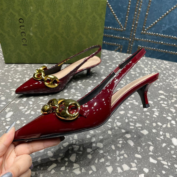 WOMEN'S SLINGBACK 45MM IN GARNET RED CALFSKIN