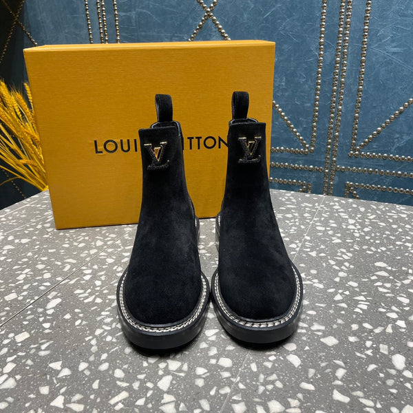 Stivaletti LV Beaubourg in pelle scamosciata nera
