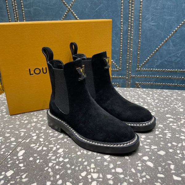 Stivaletti LV Beaubourg in pelle scamosciata nera