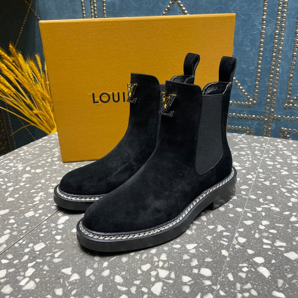 Stivaletti LV Beaubourg in pelle scamosciata nera
