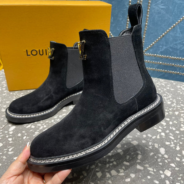Stivaletti LV Beaubourg in pelle scamosciata nera