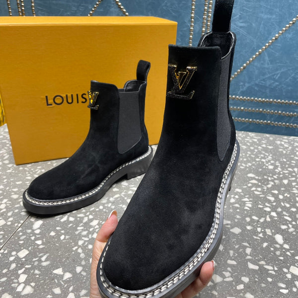 Stivaletti LV Beaubourg in pelle scamosciata nera