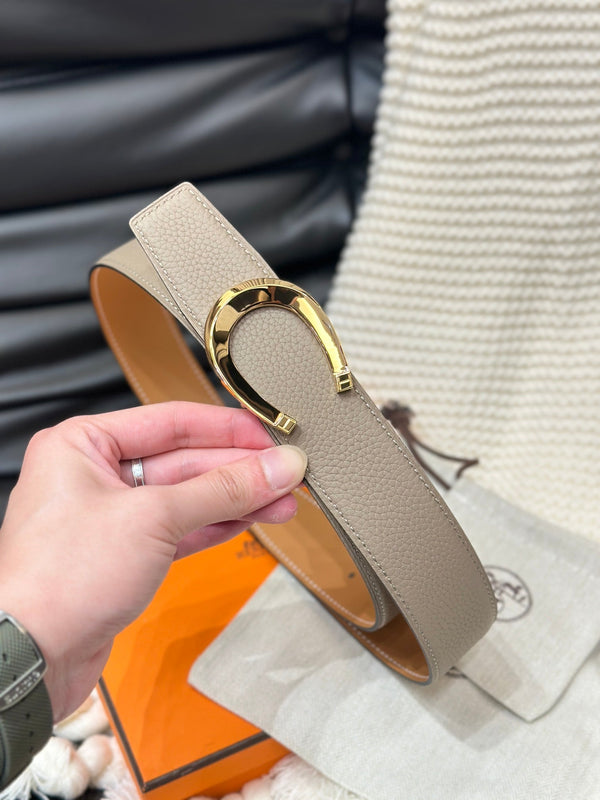 CINTURA HM LUCK CON FIBBIA ORO E CINTURINO REVERSIBILE IN PELLE MARRONE ARACHIDI 38 MM