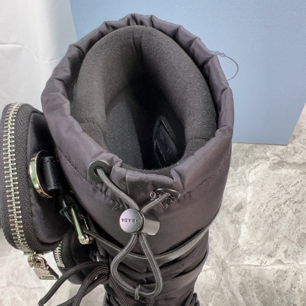 PRA Moon Boots Black With Pouch Recycled Nylon & Cowhide 454736