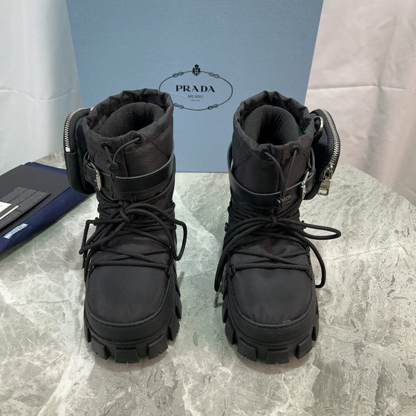 PRA Logo-Plaque Snow Boots With Pouch Black Recycled Polyamide Cowhide 454742