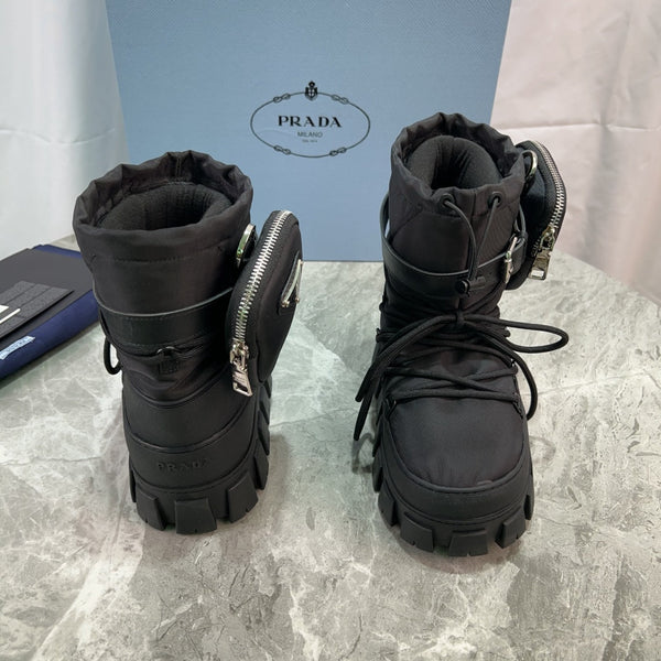 PRA Logo-Plaque Snow Boots With Pouch Black Recycled Polyamide Cowhide 454742