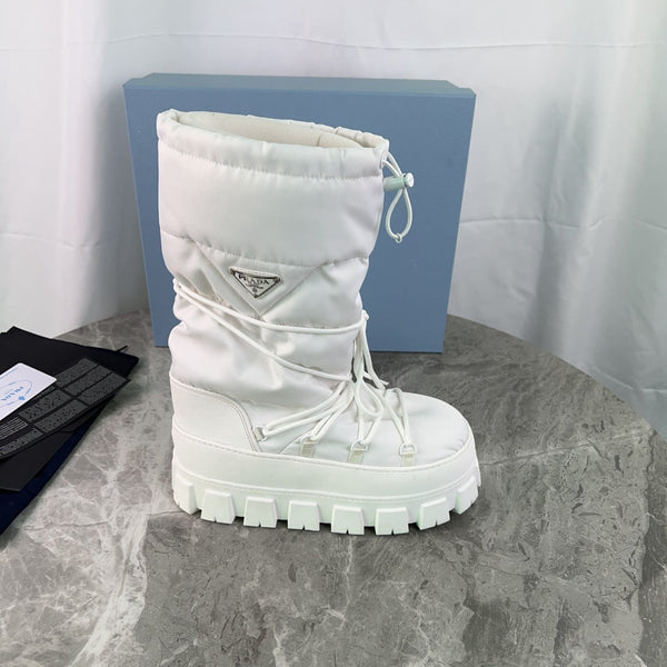 PRA Moon Boots White Recycled Nylon & Cowhide 454737