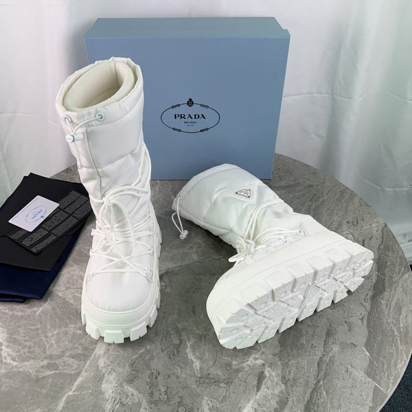 PRA Moon Boots White Recycled Nylon & Cowhide 454737