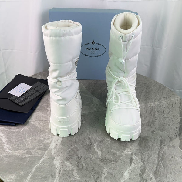 PRA Moon Boots White Recycled Nylon & Cowhide 454737