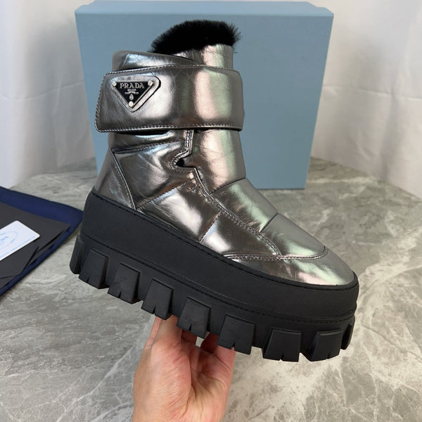 PRA 25s Boots Sliver Black With Fur Soft Cowhide 454750