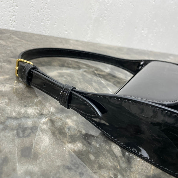 BORSA A TRACOLLA 20 TERENCE IN VITELLO VERNICIATO NERO