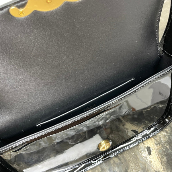 BORSA A TRACOLLA 20 TERENCE IN VITELLO VERNICIATO NERO