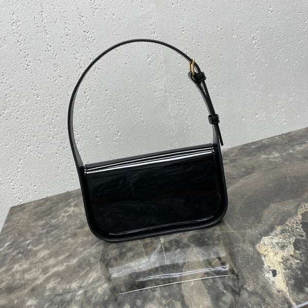 BORSA A TRACOLLA 20 TERENCE IN VITELLO VERNICIATO NERO