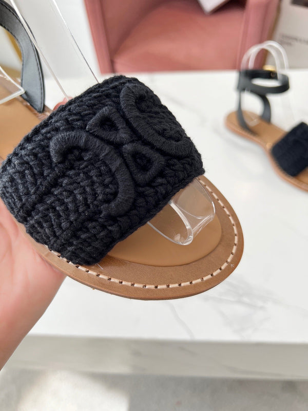 Celine 25C Lympia Sandal Black Fabric with Calfskin 238176