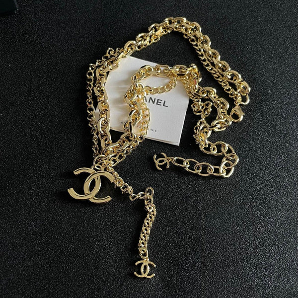 DOUBLE C NECKLACE DOUBLE CHAIN IN GOLD PLATING
