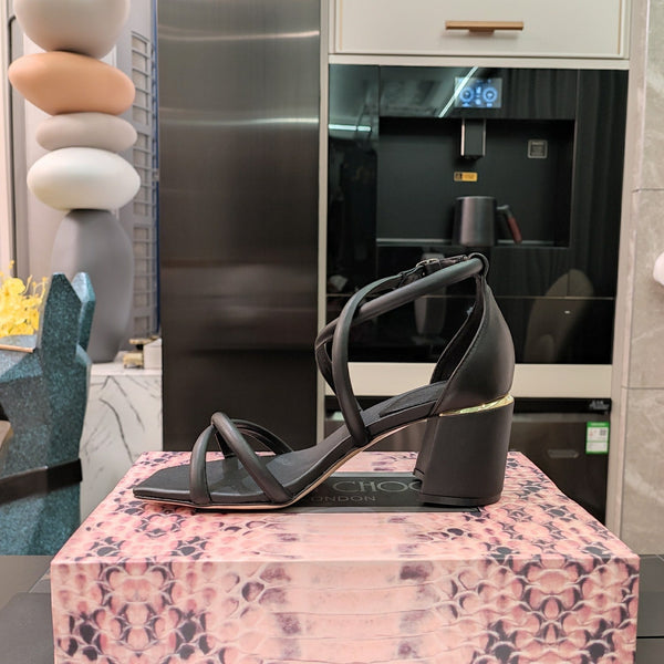 Jimmy 25 Sandal Heels Black Cowhide 240086