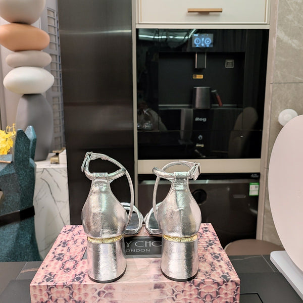 Jimmy 25 Sandal Heels Silver Cowhide 240089