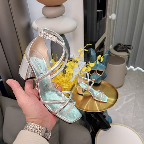 Jimmy 25 Sandal Heels Silver Cowhide 240089