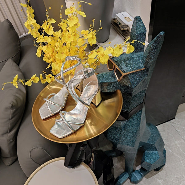 Jimmy 25 Sandal Heels Silver Cowhide 240089