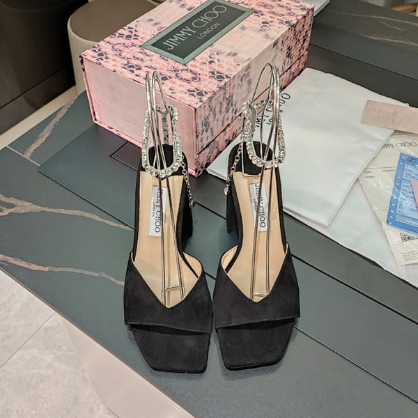 Jimmy 25 Saeda 85mm Sandals Black Suede 240083