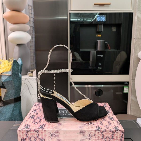 Jimmy 25 Saeda 85mm Sandals Black Suede 240083