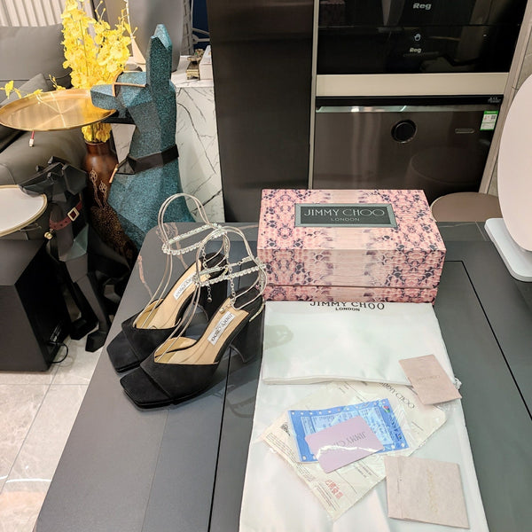 Jimmy 25 Saeda 85mm Sandals Black Suede 240083