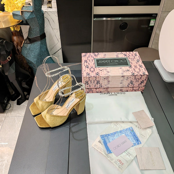 Jimmy 25 Saeda 85mm Sandals Corn Yellow Velvet 240085