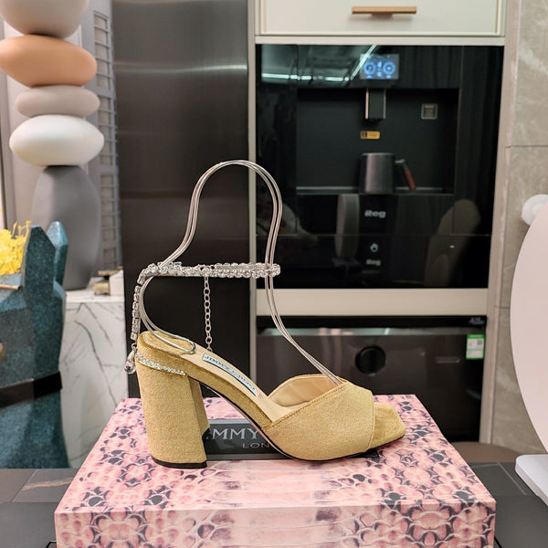 Jimmy 25 Saeda 85mm Sandals Corn Yellow Velvet 240085