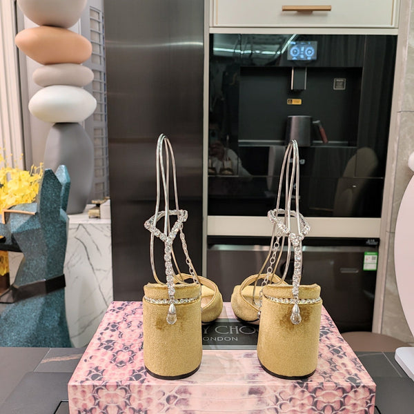 Jimmy 25 Saeda 85mm Sandals Corn Yellow Velvet 240085