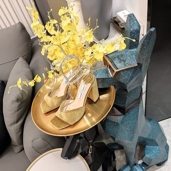 Jimmy 25 Saeda 85mm Sandals Corn Yellow Velvet 240085