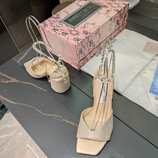 Jimmy 25 Saeda 85mm Sandals Beige Cream Sheepskin 240084