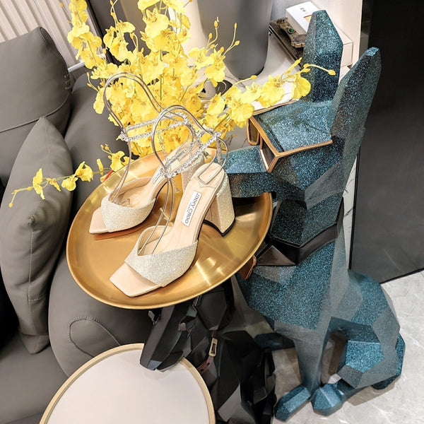 Jimmy 25 Saeda 85mm Sandals Beige Cream Sheepskin 240084