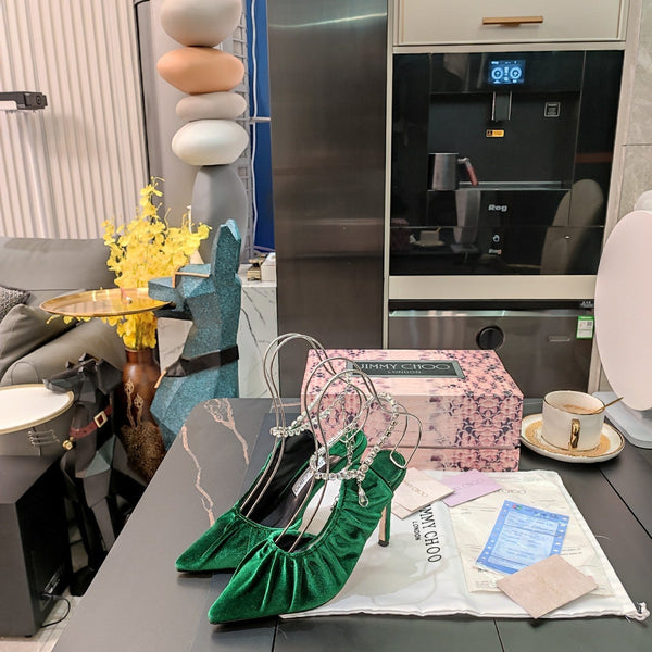 Jimmy 25 Slingback Pump Green Velvet 240090