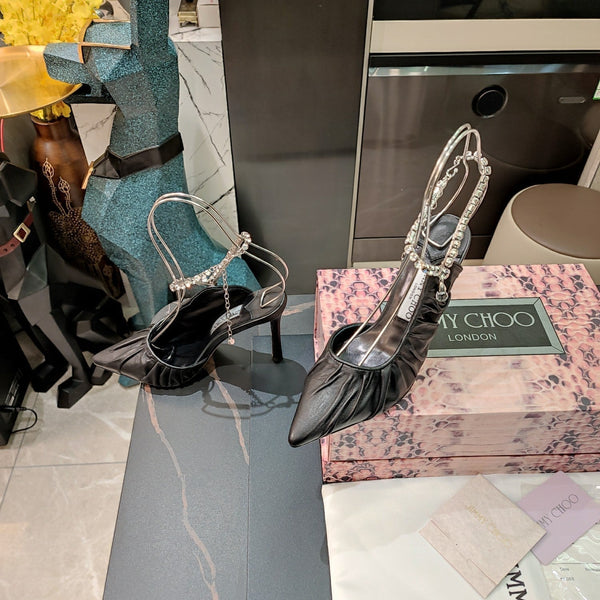 Jimmy 25 Slingback Pump Black Sheepskin 240091