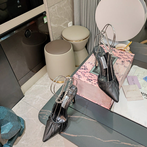 Jimmy 25 Slingback Pump Black Sheepskin 240091