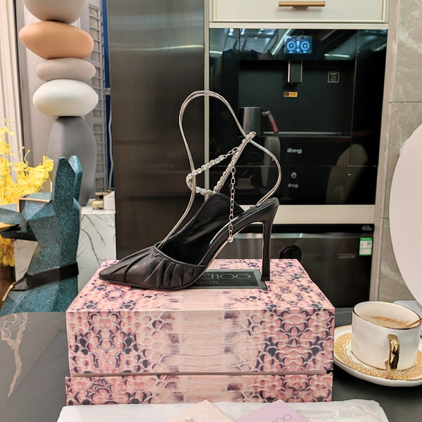 Jimmy 25 Slingback Pump Black Sheepskin 240091