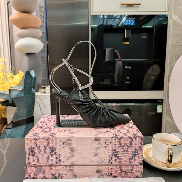 Jimmy 25 Slingback Pump Black Sheepskin 240091