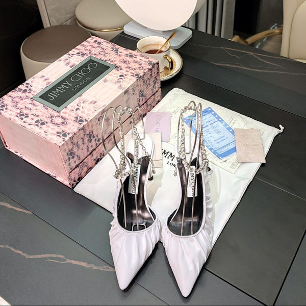 Jimmy 25 Slingback Pump White Sheepskin 240092