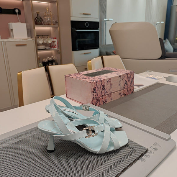 Jimmy 25 Jess Sandals Baby Blue Patent Leather 240099
