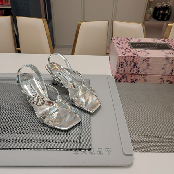 Jimmy 25 Jess Sandals Silver Patent Leather 240100