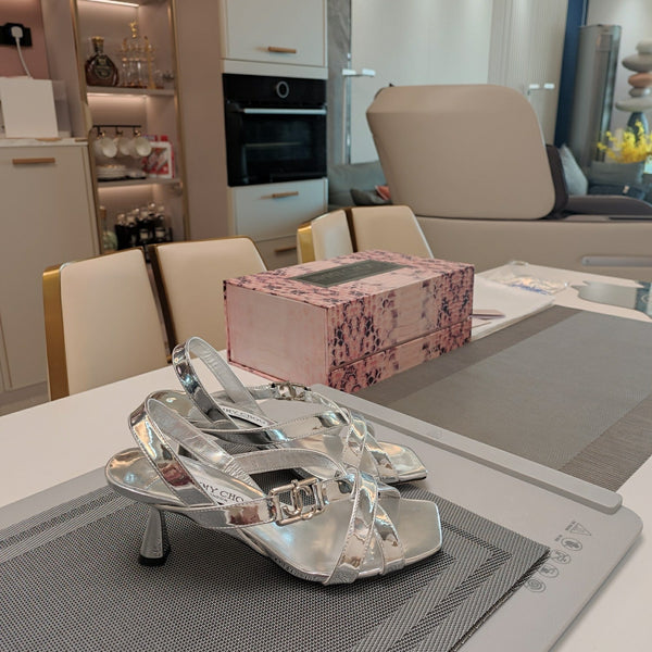 Jimmy 25 Jess Sandals Silver Patent Leather 240100