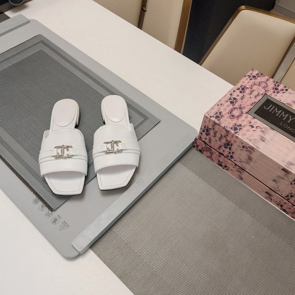 Jimmy 25 Slippers White Nappa Leather 240102