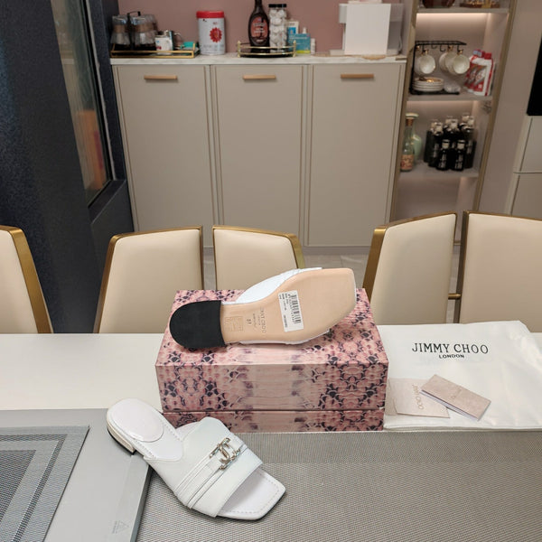 Jimmy 25 Slippers White Nappa Leather 240102