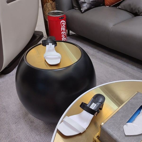 Jimmy 25 Kyda Nappa Sandals 55MM White mix Black Leather 240106